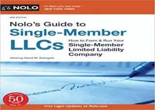 [PDF] Nolo’s Guide to Single-Member LLCs: How to Form & Run Your Single-Member L