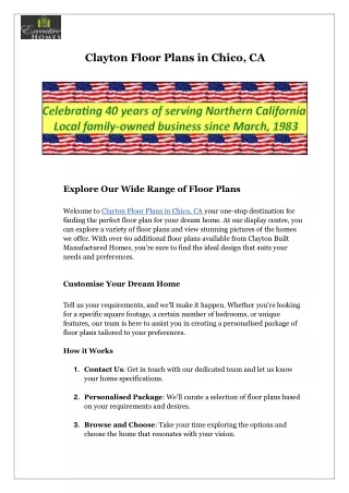 Clayton Floor Plans in Chico,CA