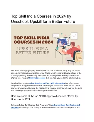 Top Skill India Courses in 2024 by Unschool_ Upskill for a Better Future