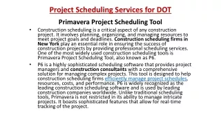 Project Scheduling Services for DOT