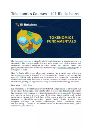 tokenomics courses 101 blockchains