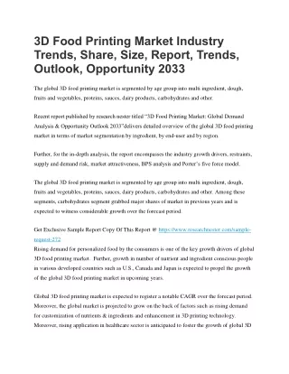 3d food printing market industry trends share