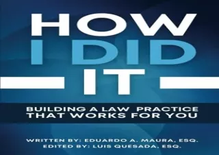 (PDF) How I Did It: Building a Law Practice that Works for You Free