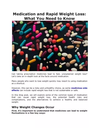 Medication and Rapid Weight Loss What You Need to Know