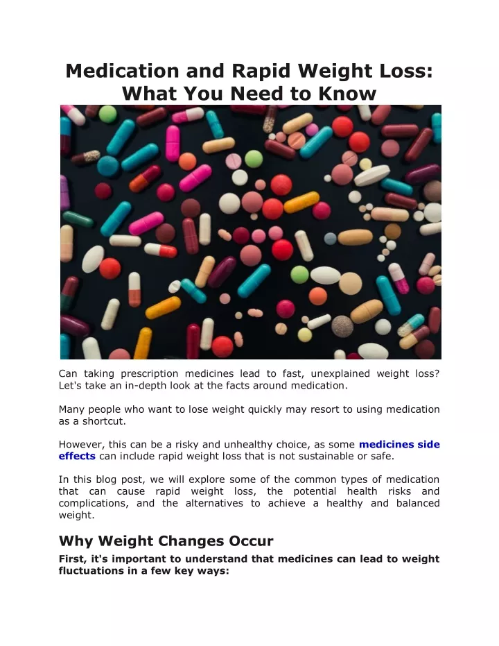medication and rapid weight loss what you need