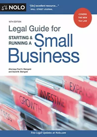 Read Ebook Pdf Legal Guide for Starting & Running a Small Business