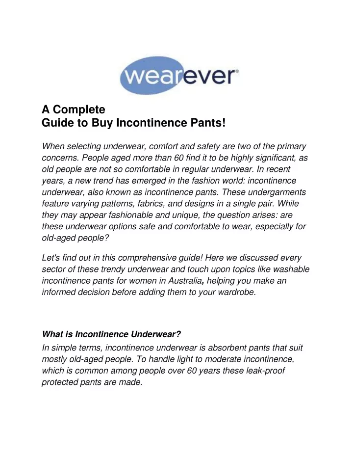 a complete guide to buy incontinence pants when