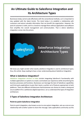 An Ultimate Guide to Salesforce Integration and Its Architecture Types