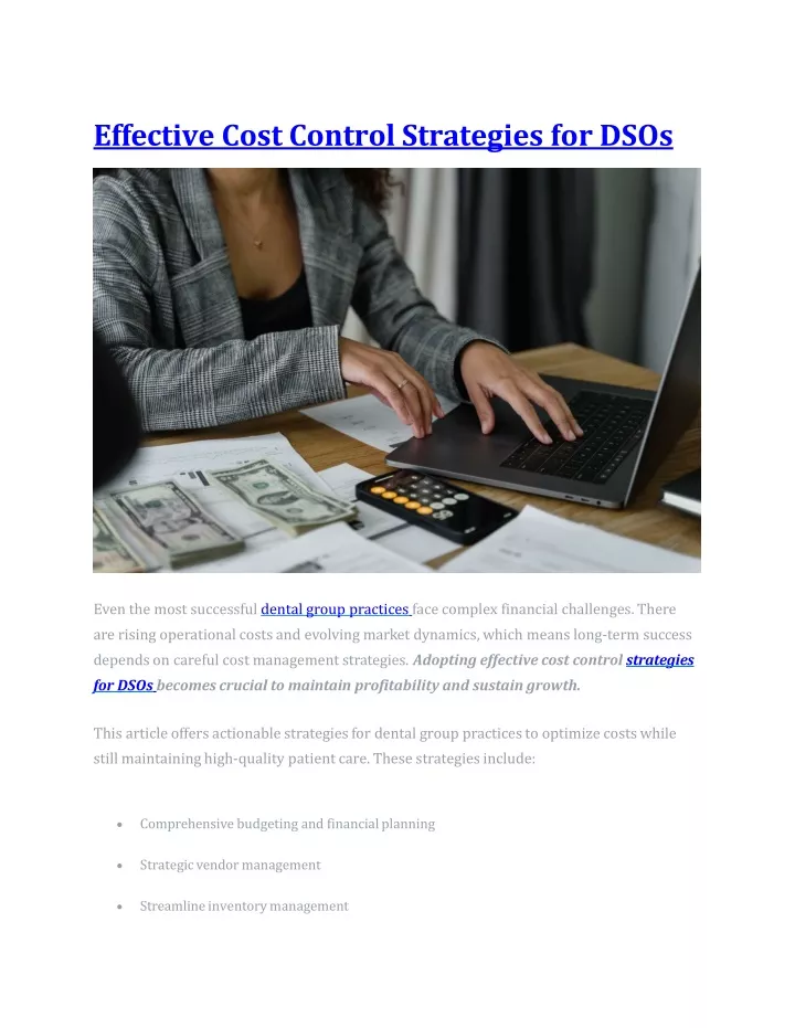 effective cost control strategies for dsos