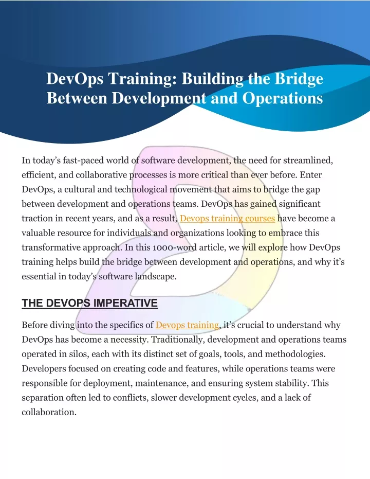 devops training building the bridge between