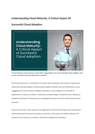 understanding cloud maturity a critical aspect of