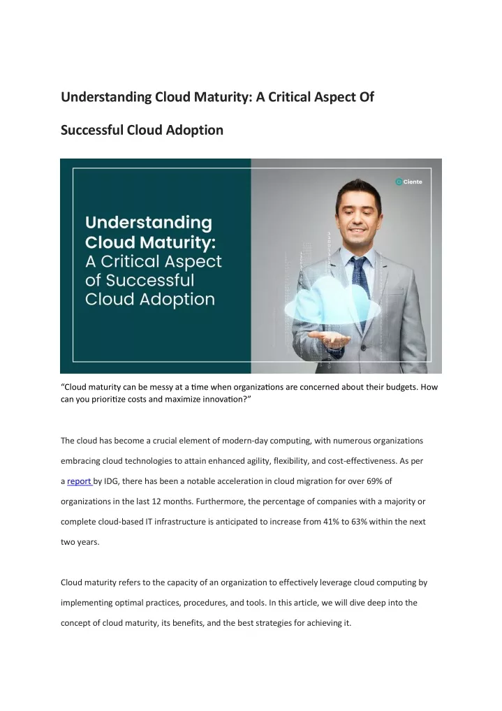 understanding cloud maturity a critical aspect of