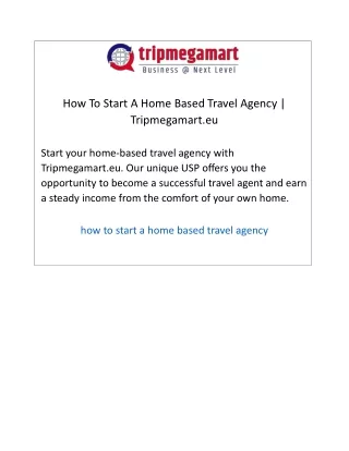 How To Start A Home Based Travel Agency Tripmegamart.eu