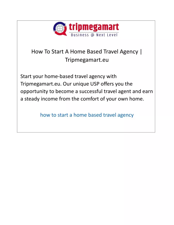 how to start a home based travel agency