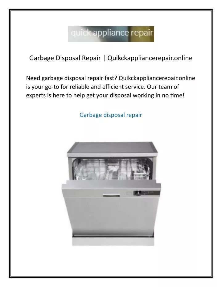 garbage disposal repair quikckappliancerepair