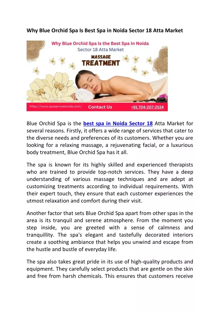 why blue orchid spa is best spa in noida sector
