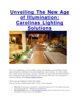 Unveiling The New Age of Illumination