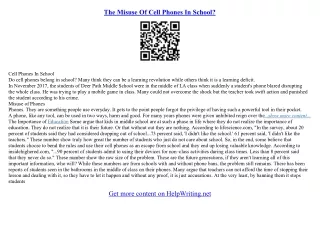 essay on cell phones in school