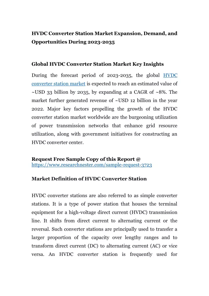 hvdc converter station market expansion demand and