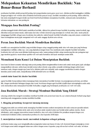 Jasa Backlink Indonesia : Melepaskan Tenaga Menciptakan Backlink: Cara Nan Amat