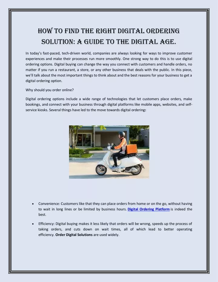 how to find the right digital ordering solution