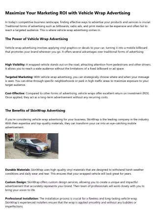 Enhance Your Vehicle's Appearance with a Car Wrap Near Me at Skin Wrap