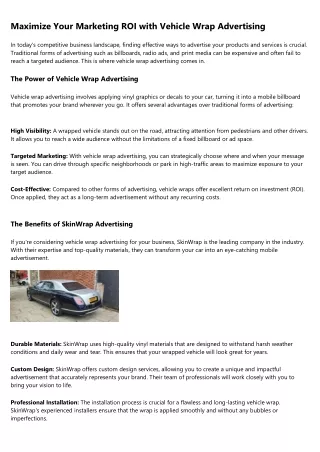 maximize your marketing roi with vehicle wrap