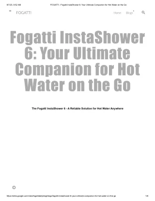 FOGATTI - Fogatti InstaShower 6_ Your Ultimate Companion for Hot Water on the Go