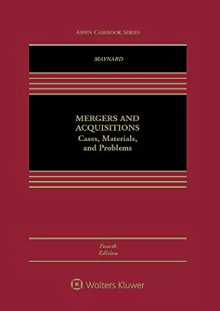 Download Book [PDF] Mergers and Acquisitions: Cases, Materials, and Problems (Aspen Coursebook)