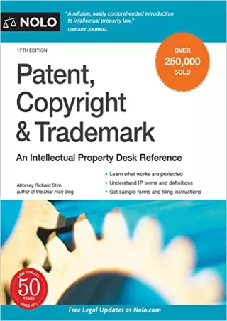 [READ DOWNLOAD] Patent, Copyright & Trademark: An Intellectual Property Desk Reference