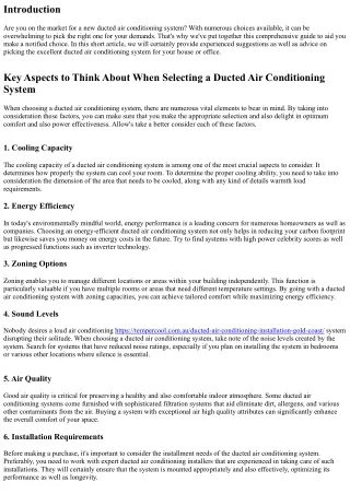 Specialist Tips for Picking the Right Ducted Air Conditioning System