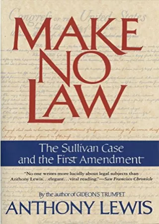 get [PDF] Download Make No Law: The Sullivan Case and the First Amendment