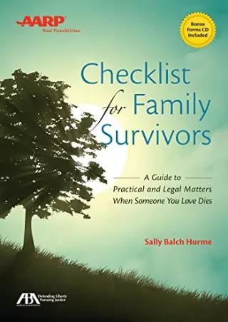 READ [PDF] ABA/AARP Checklist for Family Survivors: A Guide to Practical and Legal