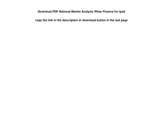 Download PDF Rational Market Analysis Wiley Finance  for ipad