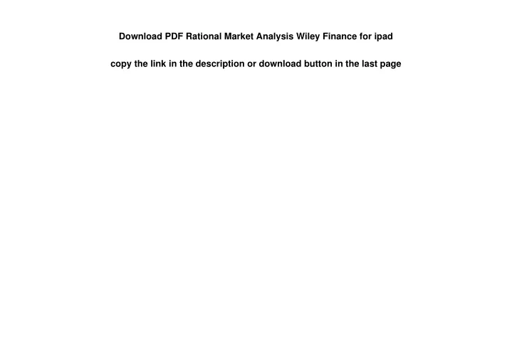 download pdf rational market analysis wiley