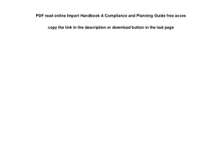 PDF read online Import Handbook A Compliance and Planning Guide free acces