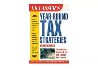 Download J K Lasser s Year Round Tax Strategies 2003 for ipad