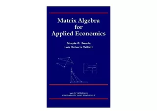 PDF read online Matrix Algebra for Applied Economics for ipad