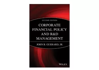 Ebook download Corporate Financial Policy and R D Management Wiley Finance  for