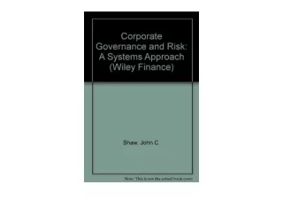 Download Corporate Governance and Risk A Systems Approach Wiley Finance  for and