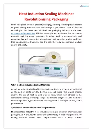 Heat Induction Sealing Machine: Revolutionizing Packaging
