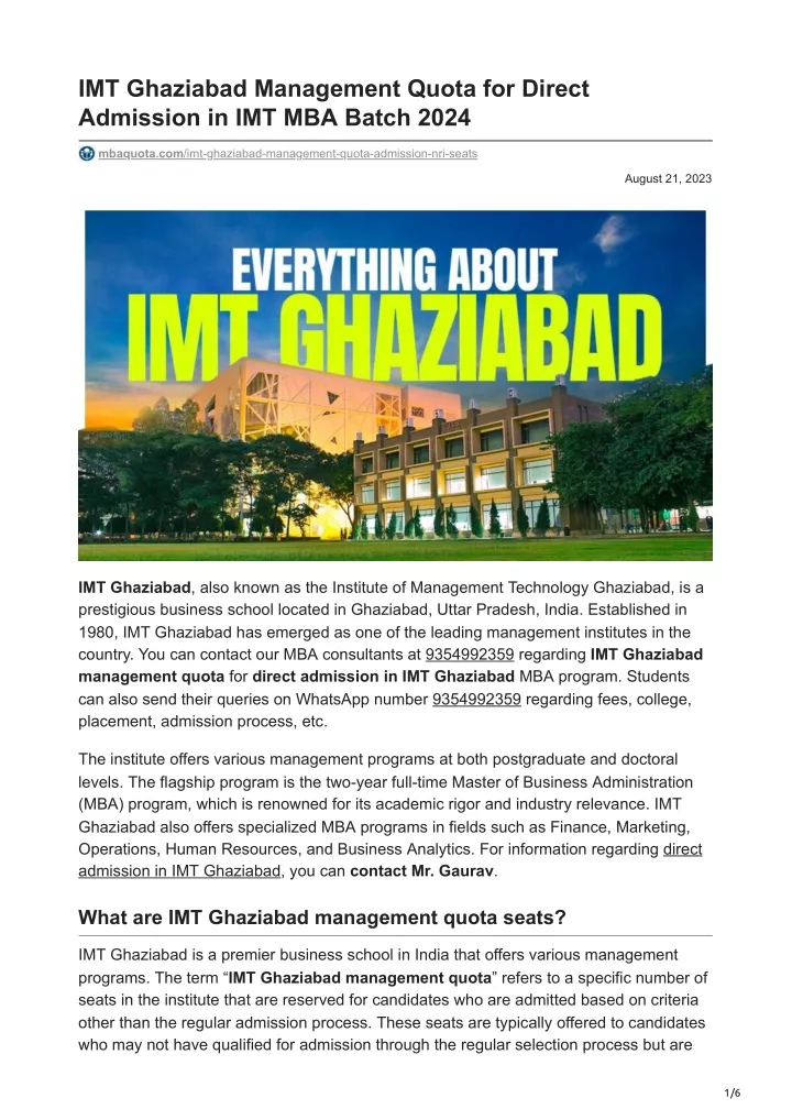 imt ghaziabad management quota for direct