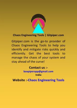 Chaos Engineering Tools  Gitpiper com
