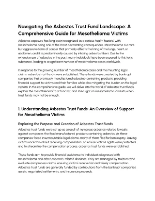 Navigating the Asbestos Trust Fund Landscape: A Comprehensive Guide