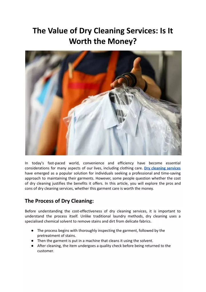 the value of dry cleaning services is it worth