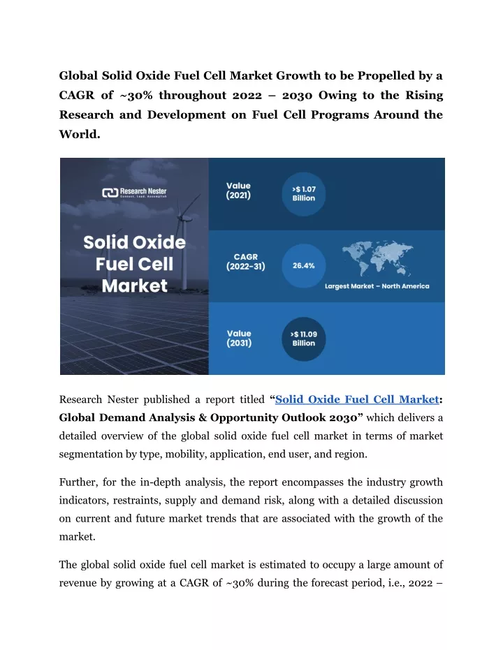 global solid oxide fuel cell market growth