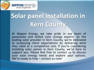 Solar panel installation in Kern County