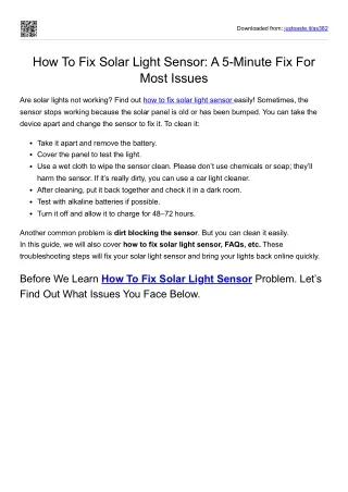 Fix Solar Light Sensor