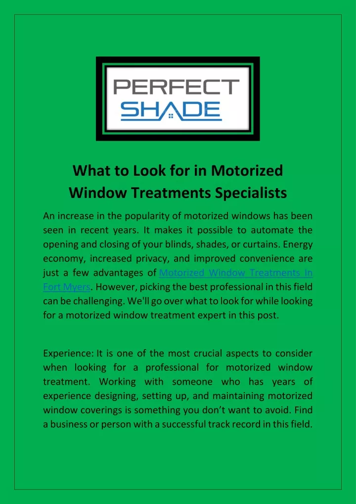 what to look for in motorized window treatments