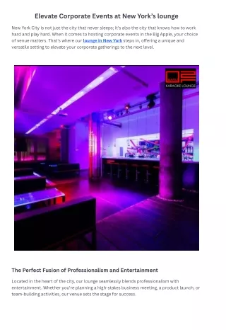 Elevate Corporate Events at New York’s lounge